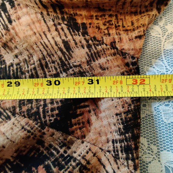 Essentials Women’s 4X Button-Up Stretch Top – Plus - 3/4 Sleeve, Brown-Black - Picture 9 of 14